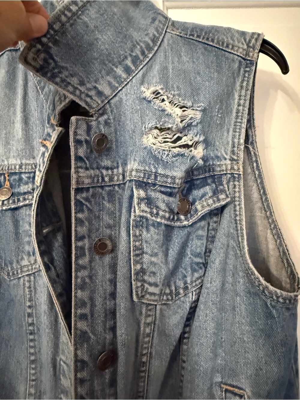 Mossimo Supply Co. Light Blue Distressed Denim Vest